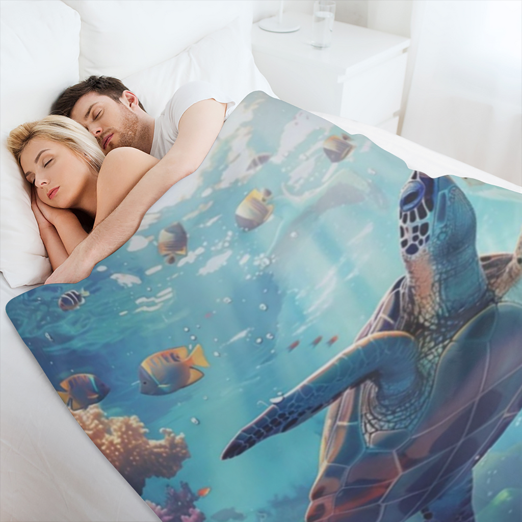 Sea Turtle Blanket for Kids Women Adults, Flannel Sea Turtle Blankets Gifts, Beach Ocean Turtles Throw Blanket for Sofa Couch Bed Living Room Soft Warm Cozy Sea Turtle Decor