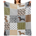 A modern style dachshund printed flannel blanket, soft and lightweight, suitable for year- round use, is a pet lover gift for bed sofa chair living room decoration, animal theme digital printed polyes
