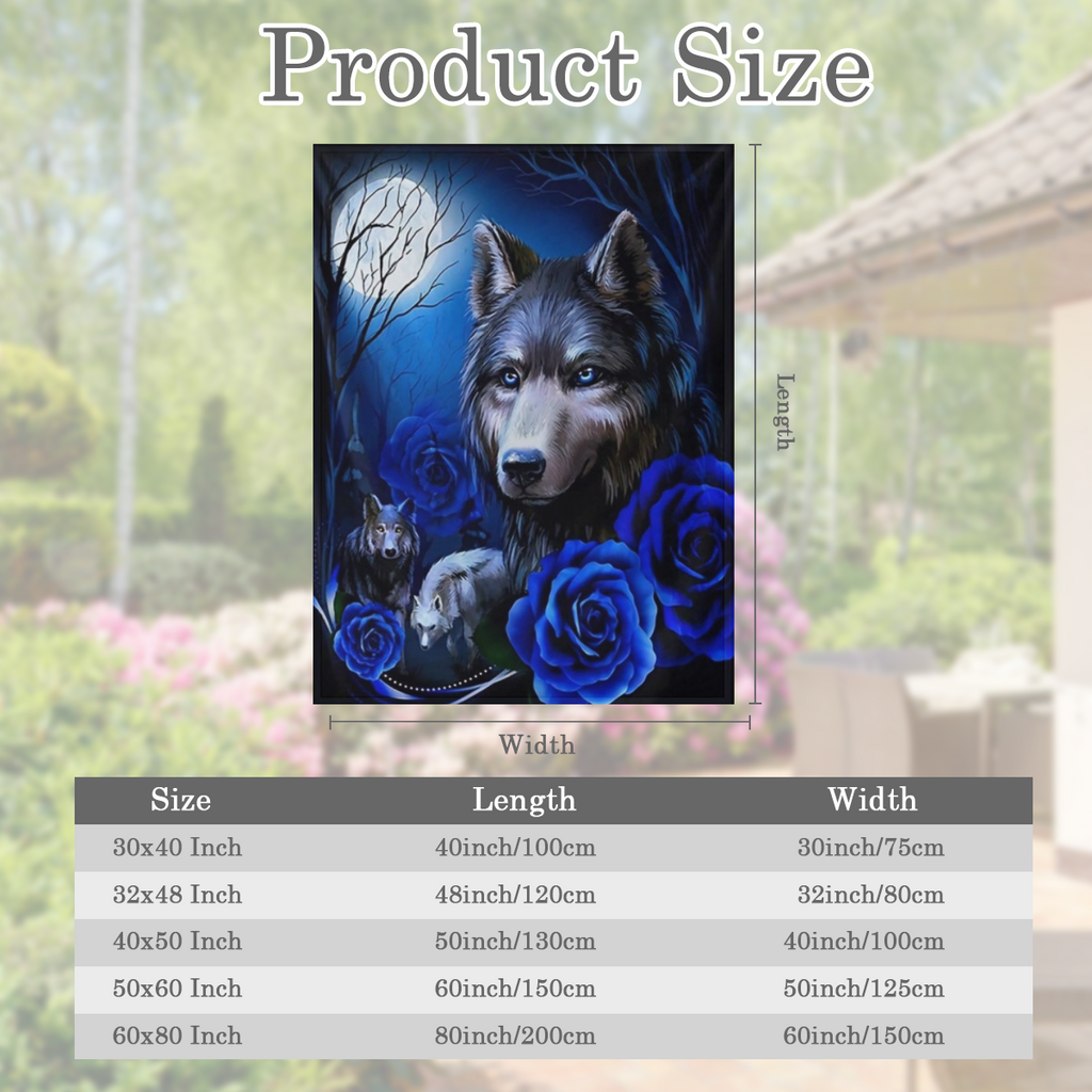 1pc Fashion Novel Blanket, Wolf Blue Rose Print Flannel Blanket, Soft Warm Throw Blanket Nap Blanket For Couch Sofa Office Bed Camping Travel, Multi- purpose Gift Blanket For All Season