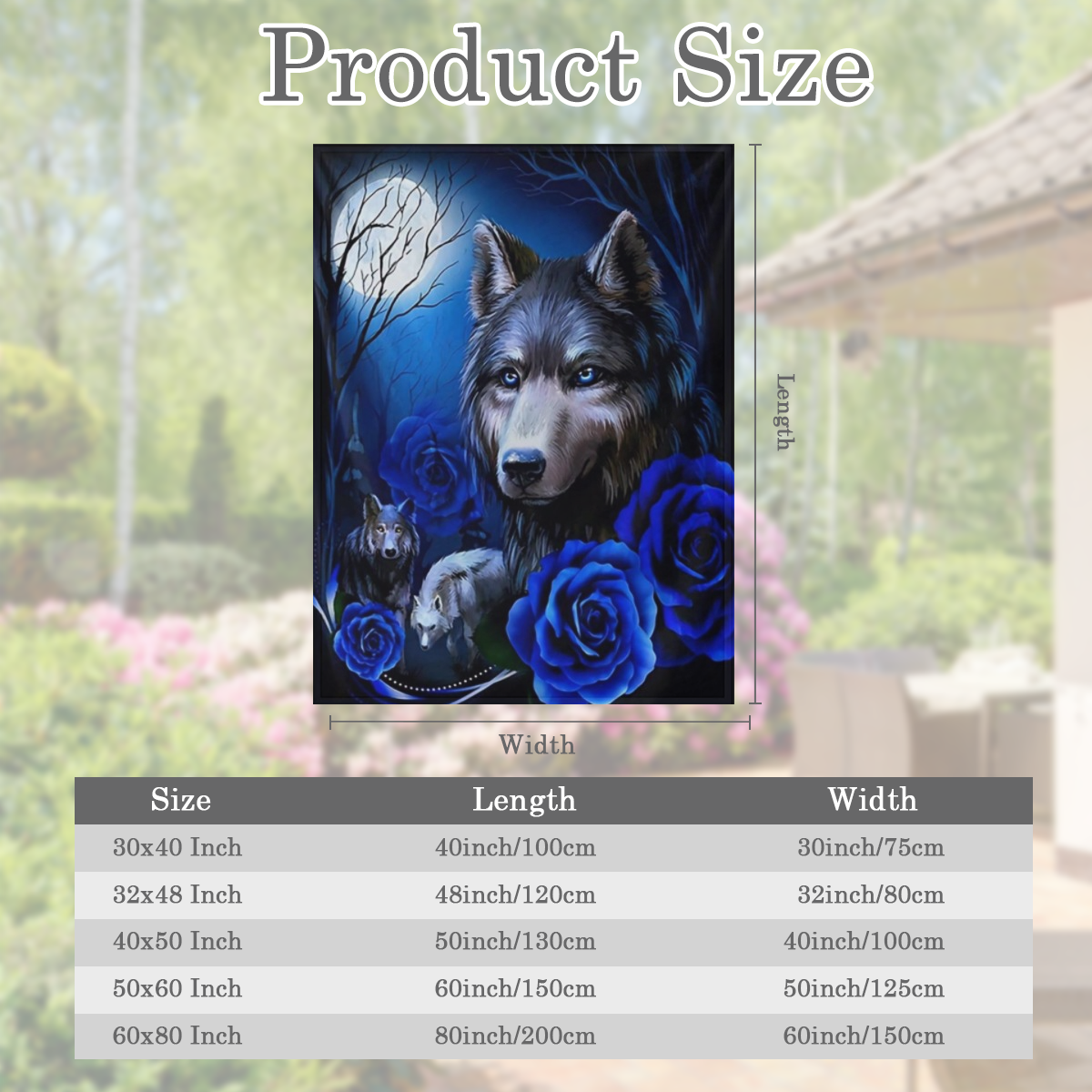 1pc Fashion Novel Blanket, Wolf Blue Rose Print Flannel Blanket, Soft Warm Throw Blanket Nap Blanket For Couch Sofa Office Bed Camping Travel, Multi- purpose Gift Blanket For All Season