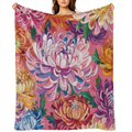1pc Vintage Floral Print Flannel Throw Blanket - Soft Cozy and Warm Polyester Bedding for Sofa Bed Car Office Camping and Travel - All- Season Gift Blanket with Vibrant Flower Design Throw Blanket