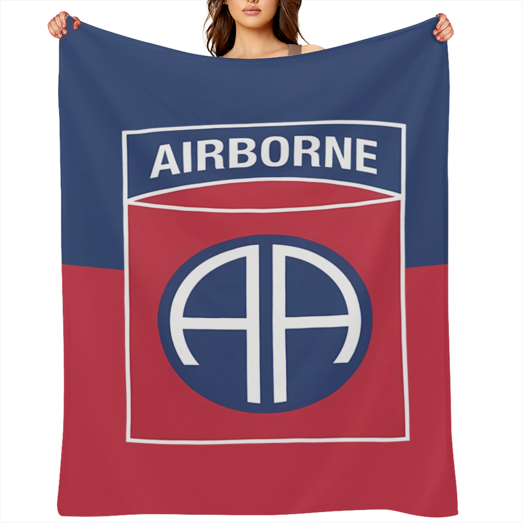 1 US Army 82nd Airborne Division Flag Print Flannel Blanket - Soft, warm plush blanket for couch, bed, camping and travel - Ideal gift for soldiers and military enthusiasts
