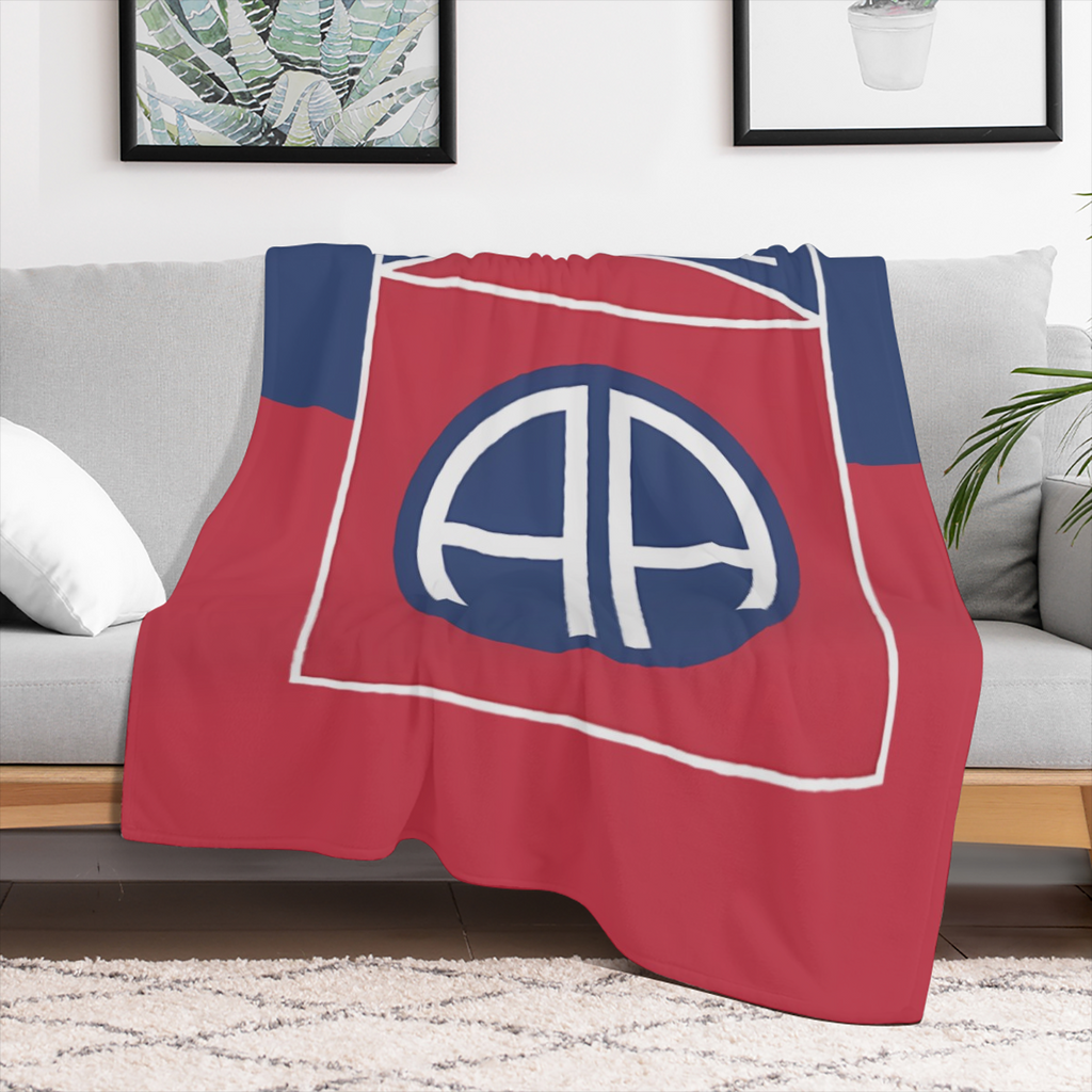 1 US Army 82nd Airborne Division Flag Print Flannel Blanket - Soft, warm plush blanket for couch, bed, camping and travel - Ideal gift for soldiers and military enthusiasts
