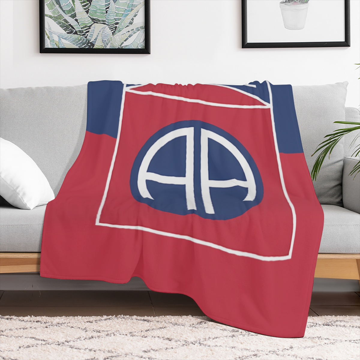 1 US Army 82nd Airborne Division Flag Print Flannel Blanket - Soft, warm plush blanket for couch, bed, camping and travel - Ideal gift for soldiers and military enthusiasts