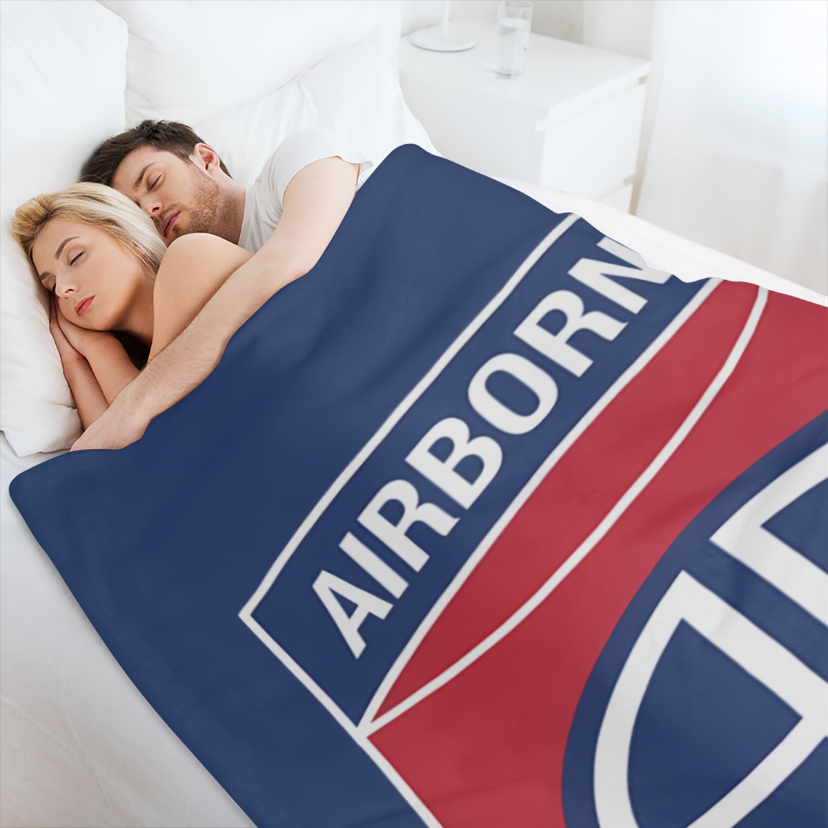 1 US Army 82nd Airborne Division Flag Print Flannel Blanket - Soft, warm plush blanket for couch, bed, camping and travel - Ideal gift for soldiers and military enthusiasts