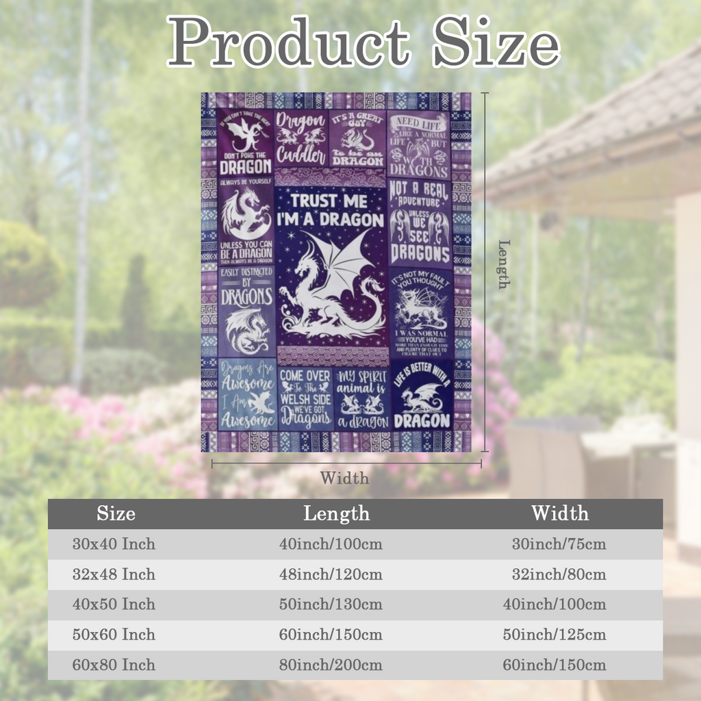 Dragon Blanket for Women Men Cute Dragon Themed Design Printed Purple Throw Blanket for Teens Adults Warm Soft Cozy Blanket