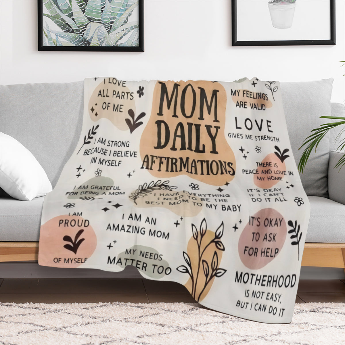 Contemporary Flannel Mom Blanket - 250- 300 gsm pro, fabric gifts for all seasons, motivational statements, New Mom care kits, ChristmasGender Disclosure gifts, for women and men moms