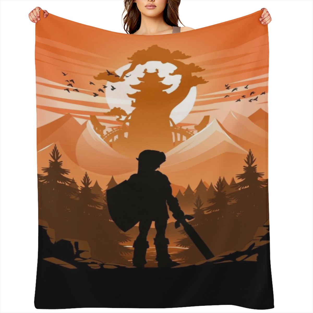 Breath Of The Wild B5039551 Flannel Fleece Throw Blanket - Soft, Breathable & Absorbent Digital Print Contemporary Style for Living Room, Bedroom, Camping & Travel