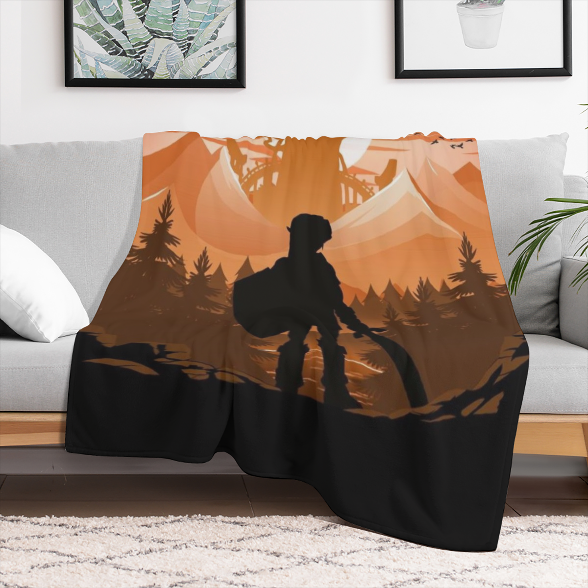 Breath Of The Wild B5039551 Flannel Fleece Throw Blanket - Soft, Breathable & Absorbent Digital Print Contemporary Style for Living Room, Bedroom, Camping & Travel
