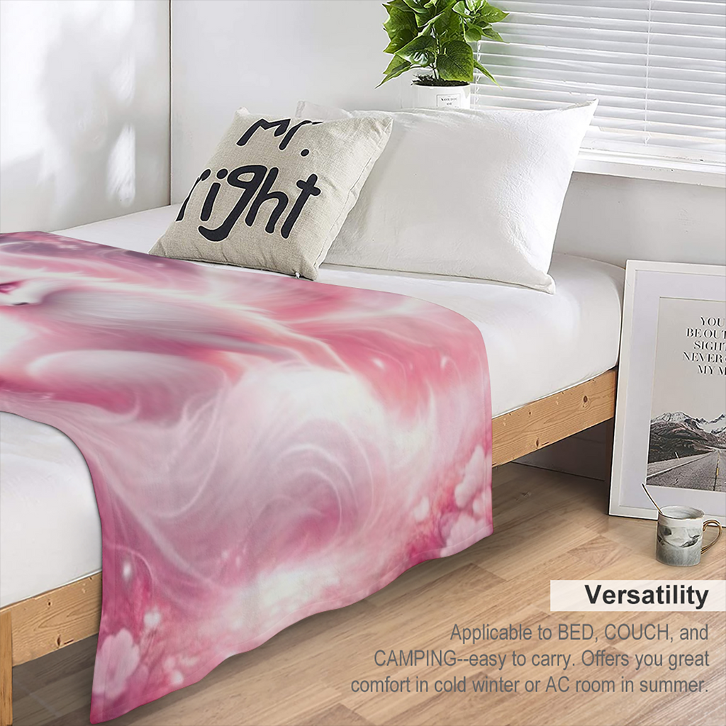1pc pink nine-tailed fox printed blanket shawl nap blanket soft skin-friendly leisure sofa blanket throw blanket nap blanket multi-purpose blanket
