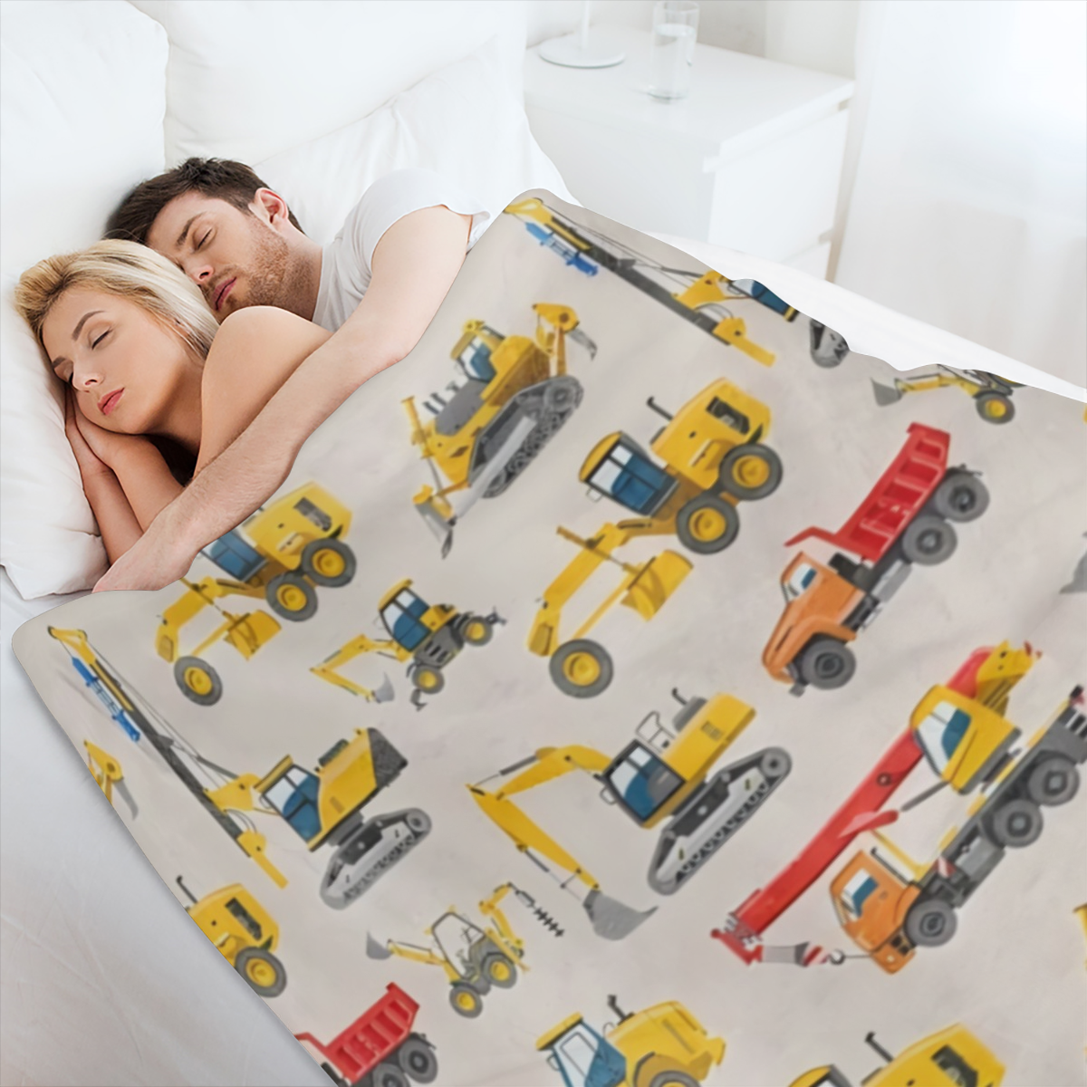 1PC Truck excavator printed Flannel blanket Nap blanket Sofa bed Warm comfortable soft blanket Gift Home comfortable lightweight blanket sofa bed Travel Camping Living room Office sofa chair bed blank