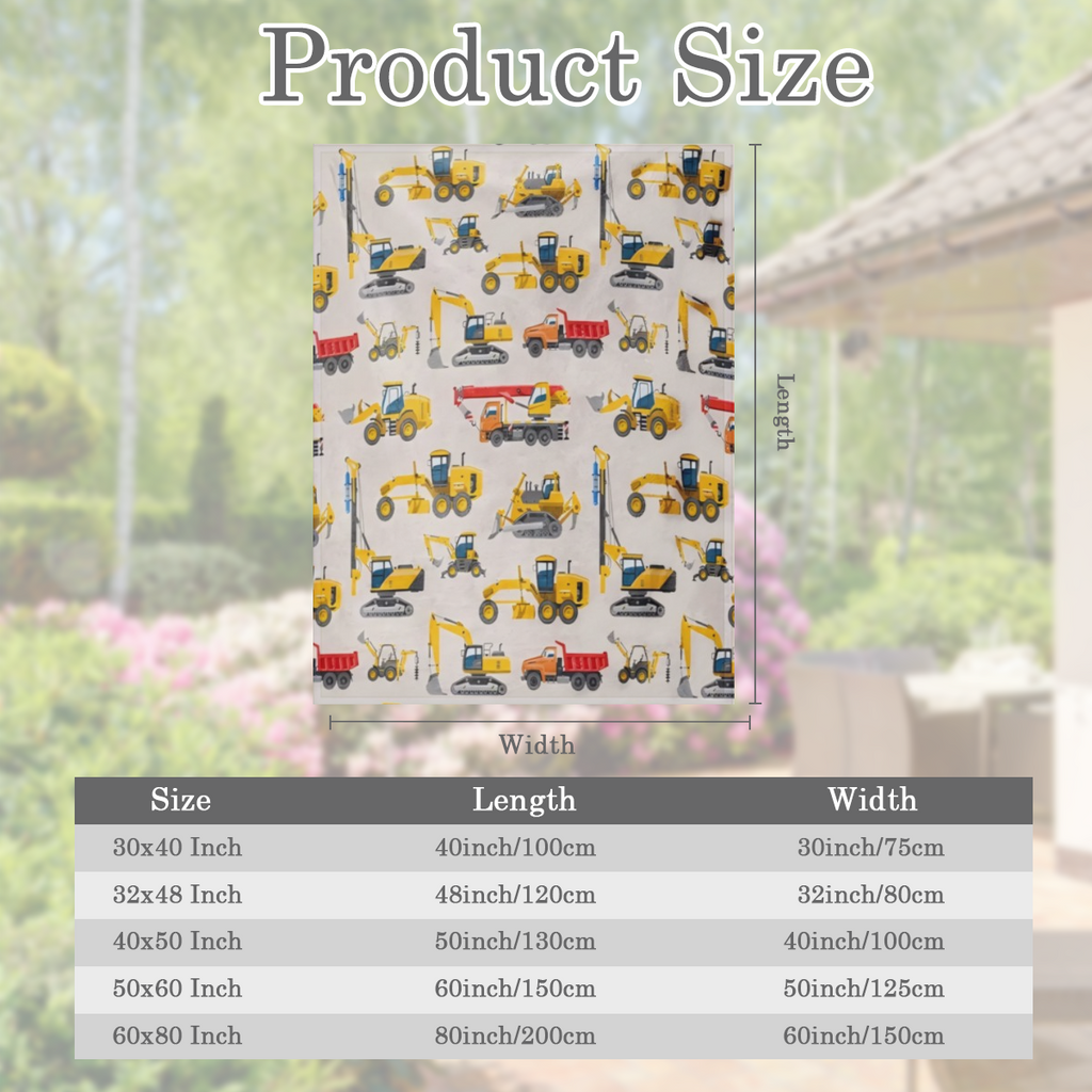 1PC Truck excavator printed Flannel blanket Nap blanket Sofa bed Warm comfortable soft blanket Gift Home comfortable lightweight blanket sofa bed Travel Camping Living room Office sofa chair bed blank