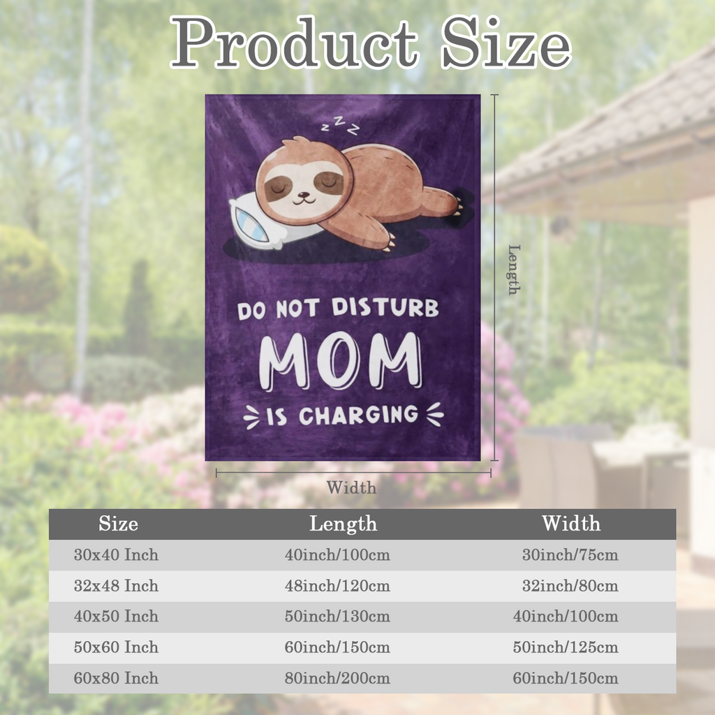 1pc, "Do Not Disturb Mom is Charging" Flannel Fleece Blanket, Soft Throw for Sofa, TV, Bed, All-Season, Vintage Style, Polyester Knit, Digital Print, 200-250g Fabric, Home & Kitchen Bedding Gift