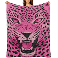 Cozy Pink Leopard Print Blanket - Soft, HD- Printed Polyester Throw for Home, Office Naps, Travel & Camping