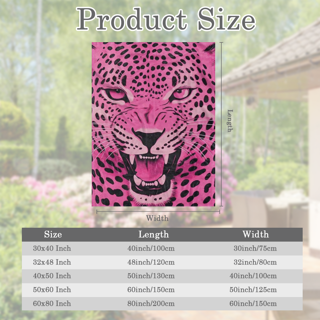 Cozy Pink Leopard Print Blanket - Soft, HD- Printed Polyester Throw for Home, Office Naps, Travel & Camping