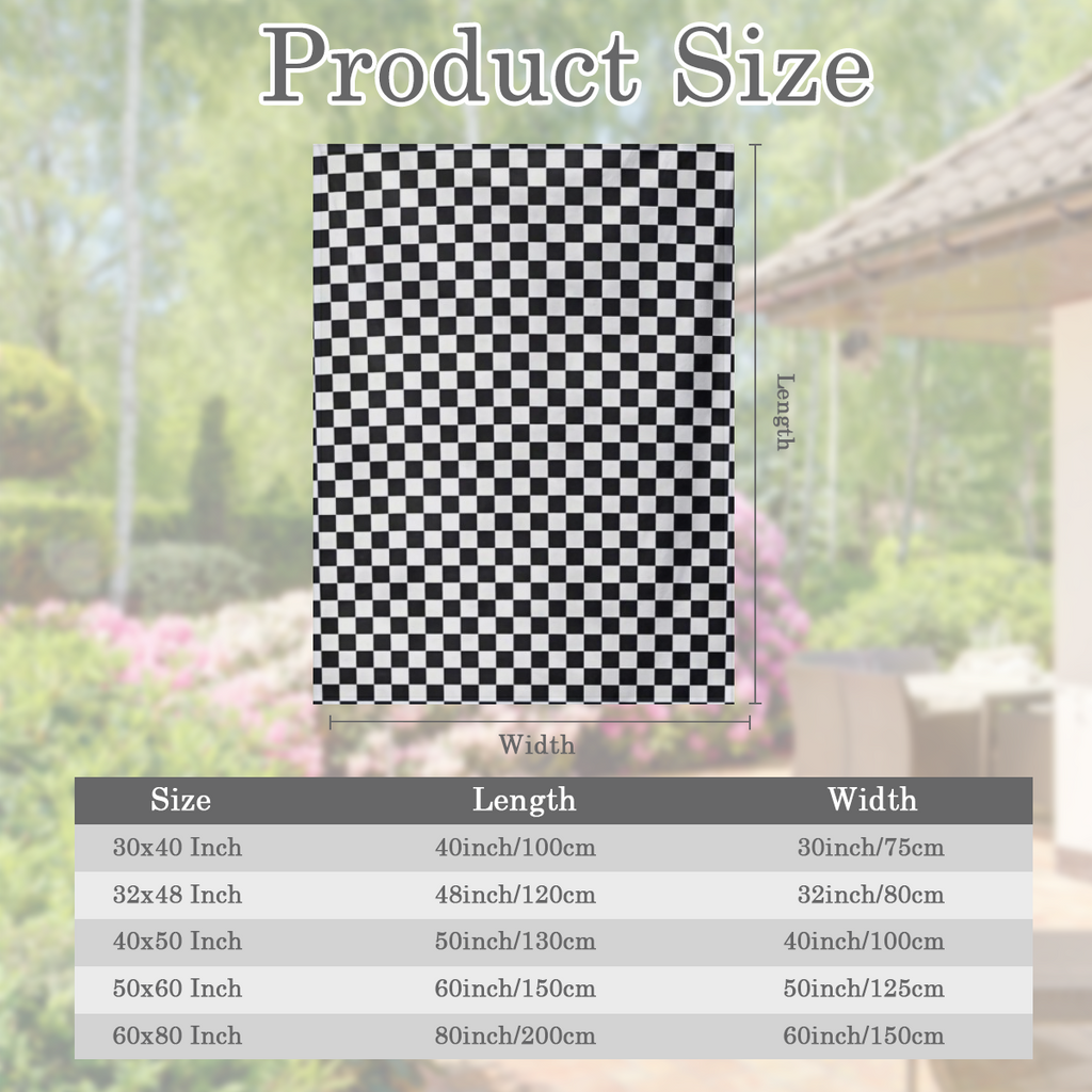 Contemporary Black and White Checkered Throw Blanket - Versatile Digital Print Flannel Throws for Home, Office, Car, Camping - All- Season Multipurpose Woven Polyester Blanket, Lightweight