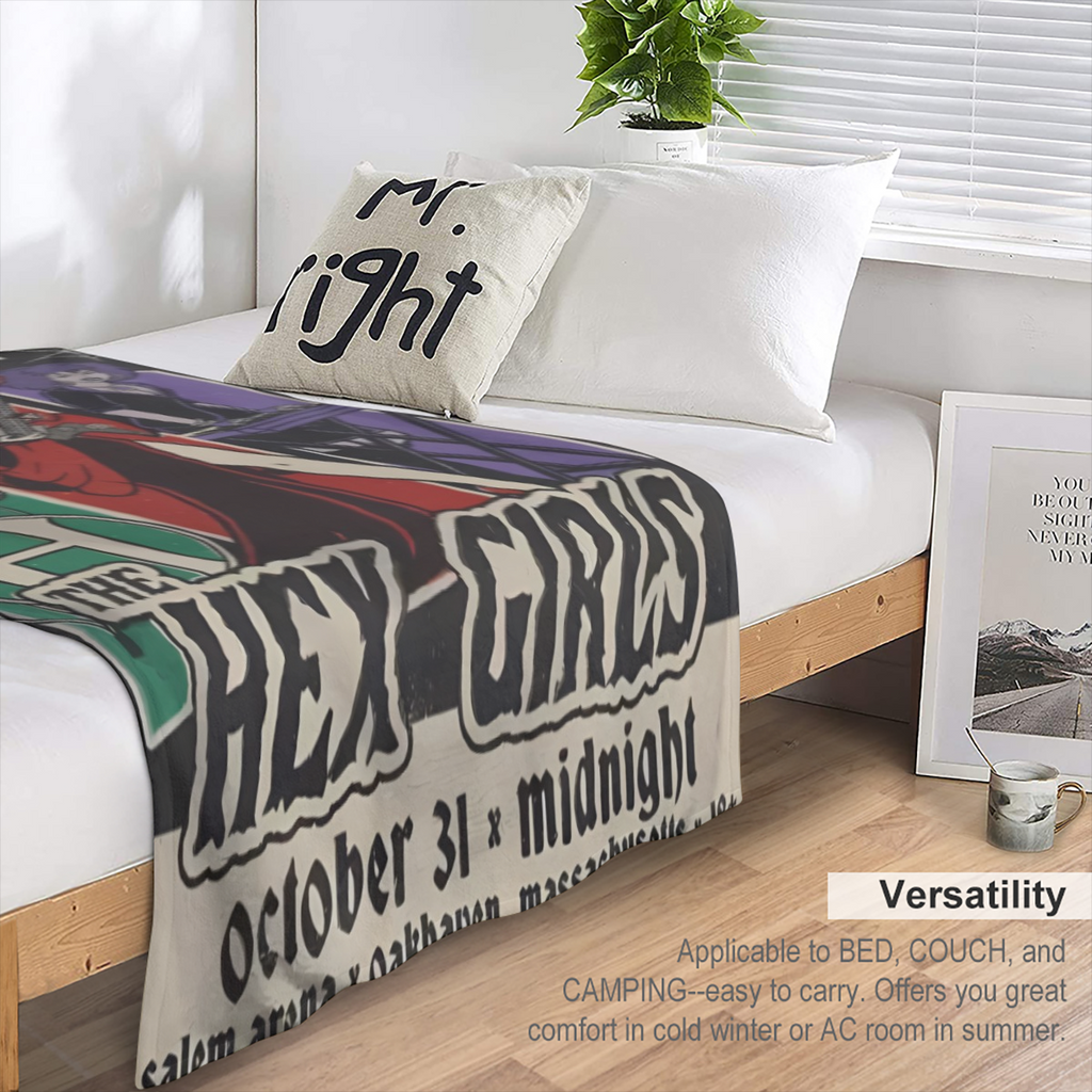 Soft Plush Flannel Blanket with Hex Cartoon Theme - Lightweight and Versatile for Year-Round Use, Perfect for Sofa, Bed, Travel, and Camping with a Modern Stylish Touch