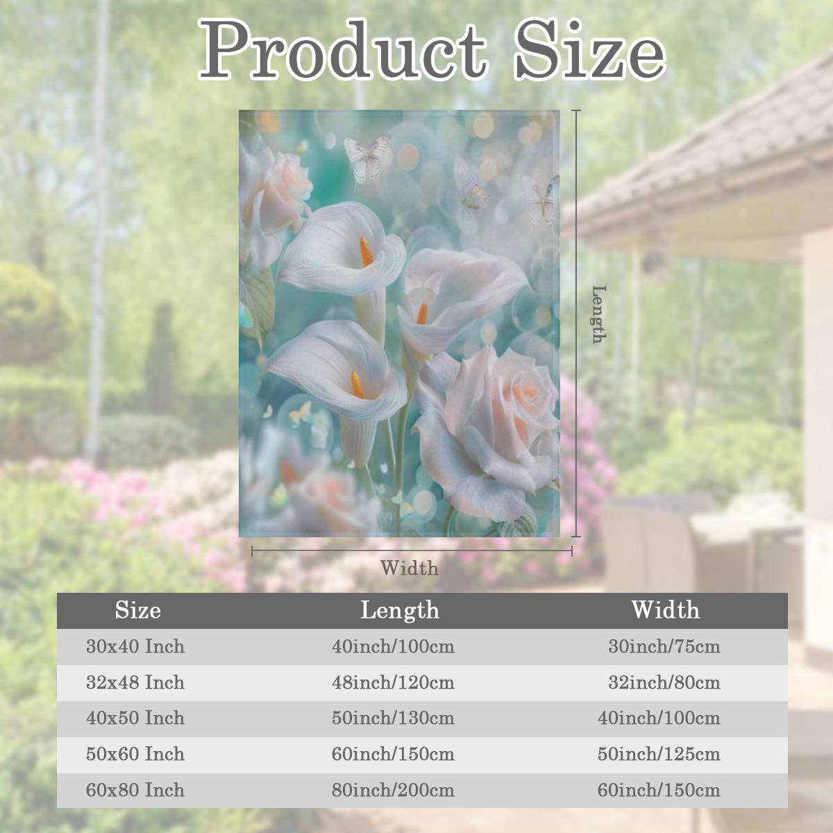 Beautiful Calla Lily Rose Flannel Throw Blanket, Soft Lightweight Cozy Warm Vibrant White Floral Butterfly Blankets for Couch Bed Travel- 30x40, 280GSM CozyFlannel MultiSizes, 4 Sizes Available