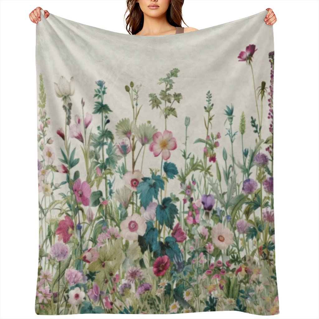 Comfort Vintage floral fleece blanket - soft, warm and lightweight for sofas, beds, offices and travel - all- season comfort and perfect gift choice