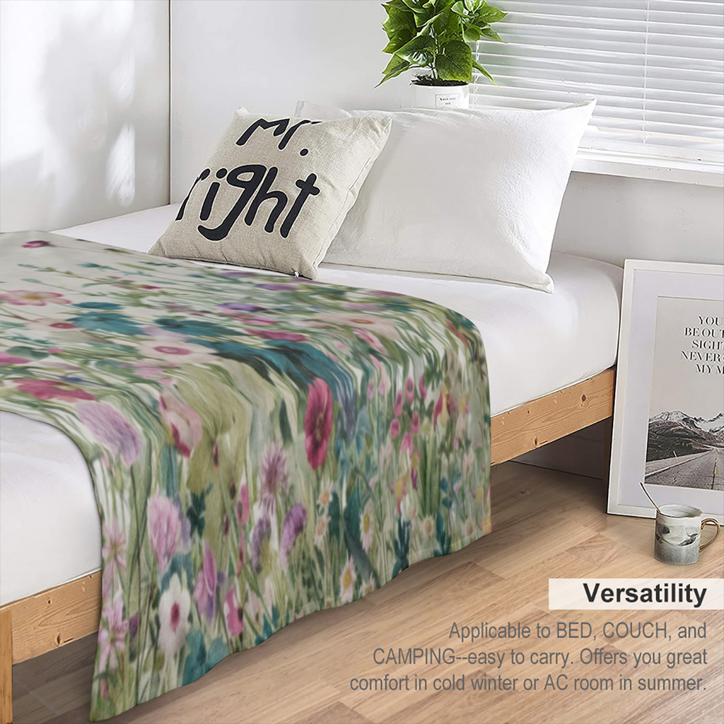 Comfort Vintage floral fleece blanket - soft, warm and lightweight for sofas, beds, offices and travel - all- season comfort and perfect gift choice
