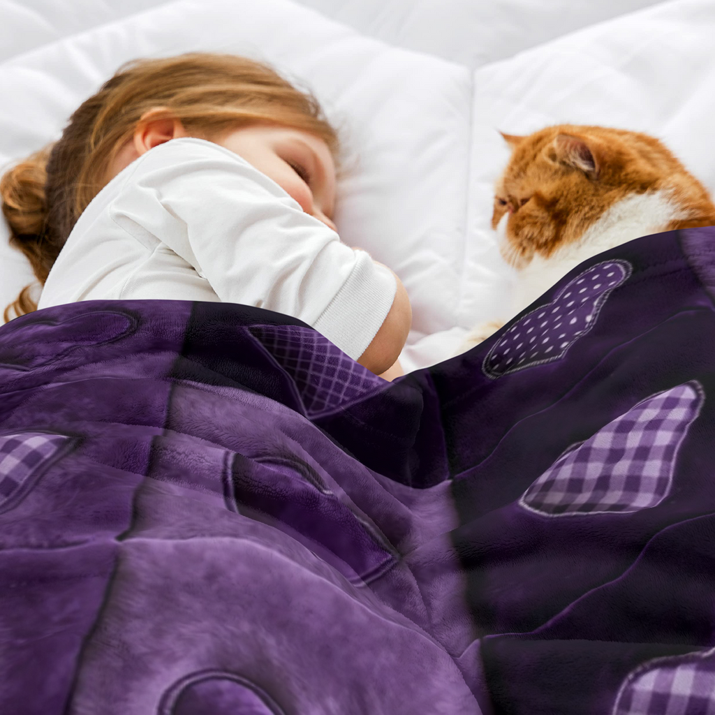 1pc 1pcs Western Purple Heart Flannel Blanket - Soft Warm Throw Suitable for All Seasons, Contemporary Bedspread with Neutral Multicolor Suitable for Bedroom, Sofa, Nap, Gift for, Christmas, Birthdays