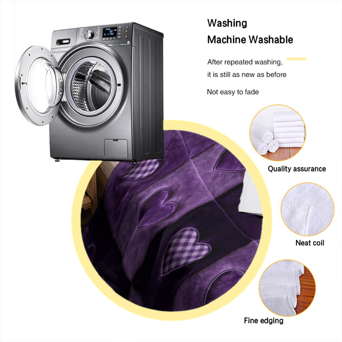 1pc 1pcs Western Purple Heart Flannel Blanket - Soft Warm Throw Suitable for All Seasons, Contemporary Bedspread with Neutral Multicolor Suitable for Bedroom, Sofa, Nap, Gift for, Christmas, Birthdays