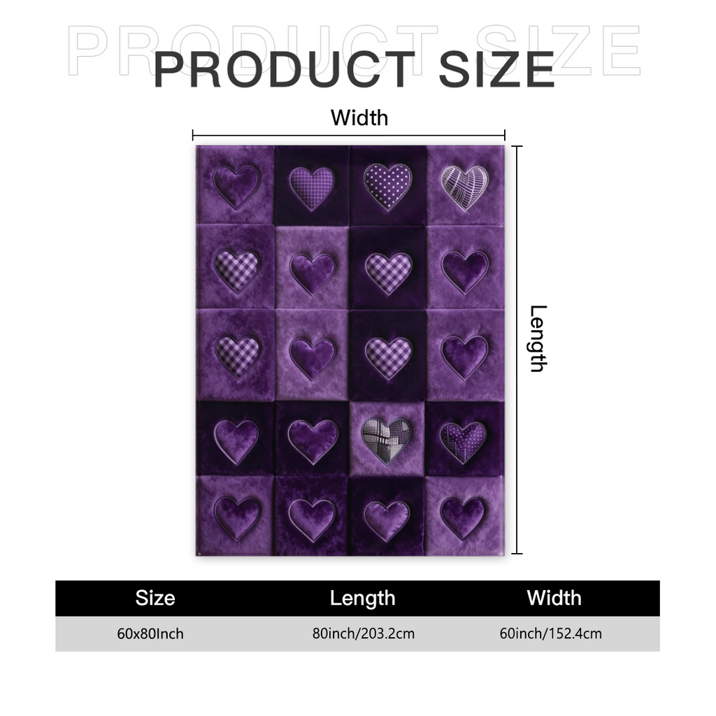 1pc 1pcs Western Purple Heart Flannel Blanket - Soft Warm Throw Suitable for All Seasons, Contemporary Bedspread with Neutral Multicolor Suitable for Bedroom, Sofa, Nap, Gift for, Christmas, Birthdays