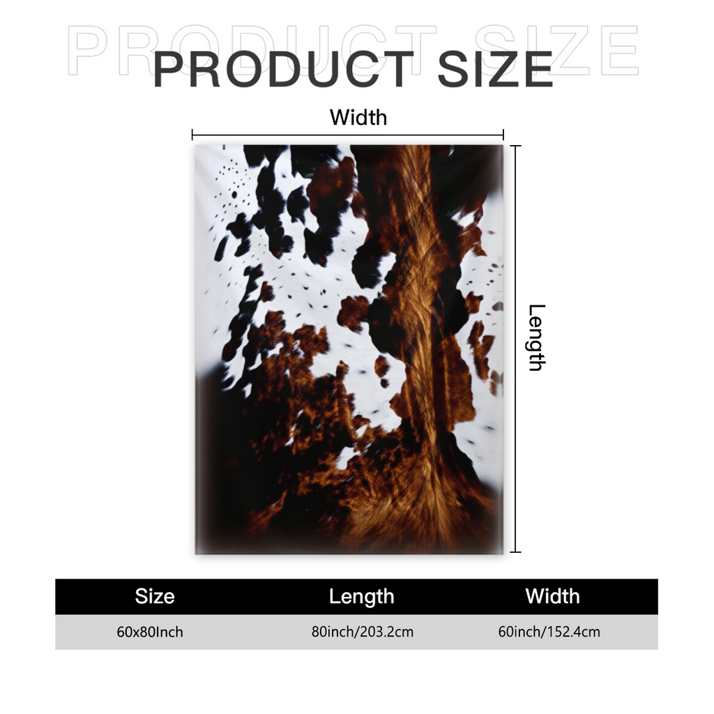 Cowhide Pattern Faux Fur Throw Blanket Brown White And Black Print Cozy Bedding For Living Room Or Bedroom Decor