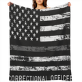 Correctional Officer USA Flag Throw Blanket Fuzzy Warm Flannel Blanket Soft Blanket for Couch Bed Sofa