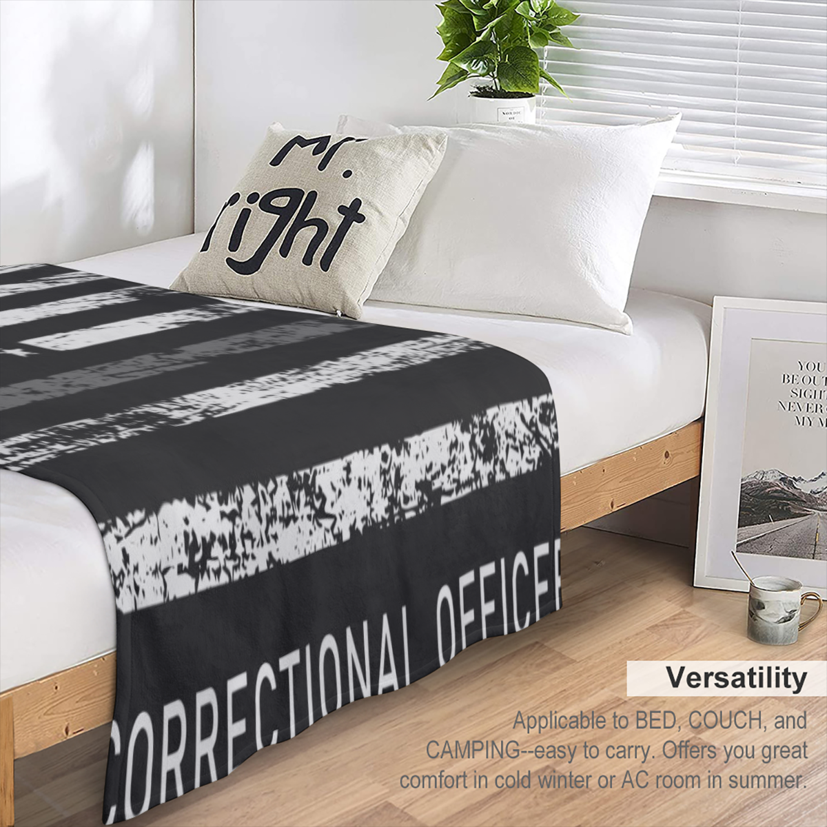 Correctional Officer USA Flag Throw Blanket Fuzzy Warm Flannel Blanket Soft Blanket for Couch Bed Sofa