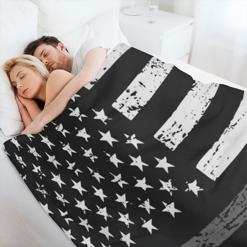 Correctional Officer USA Flag Throw Blanket Fuzzy Warm Flannel Blanket Soft Blanket for Couch Bed Sofa