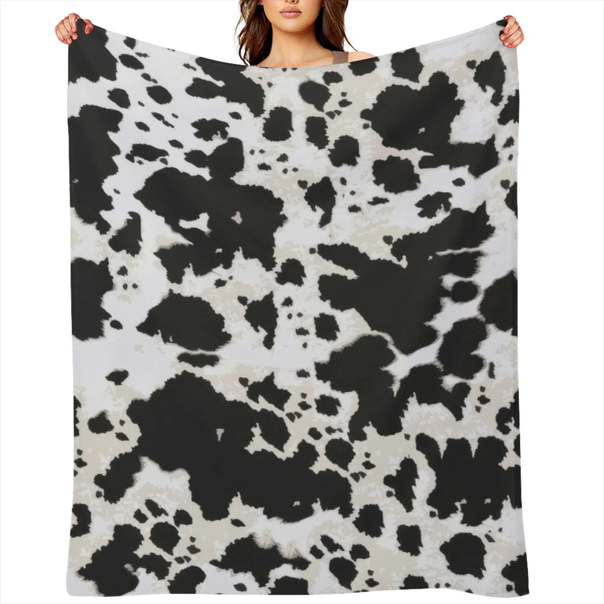1pc Cozy Cow Print Throw Blanket - Soft, Warm, and Plush for Ultimate Comfort - Perfect for Couch, Bed, Sofa, Travelling, and Camping