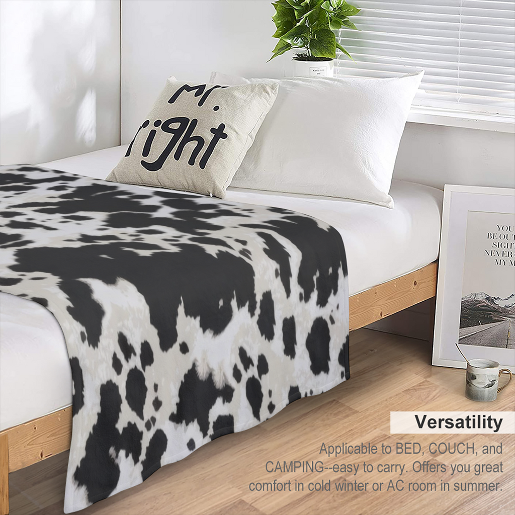 1pc Cozy Cow Print Throw Blanket - Soft, Warm, and Plush for Ultimate Comfort - Perfect for Couch, Bed, Sofa, Travelling, and Camping