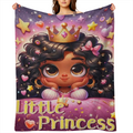 1pc Adorable Little Princess Fleece Blanket - Ultra- Soft, Lightweight, Warm, and Cozy Flannel Throw for Sofa, Bed, Travel, Camping, Living Room, Office, Couch, Chair, and Bed - Digital Printing, Vibr