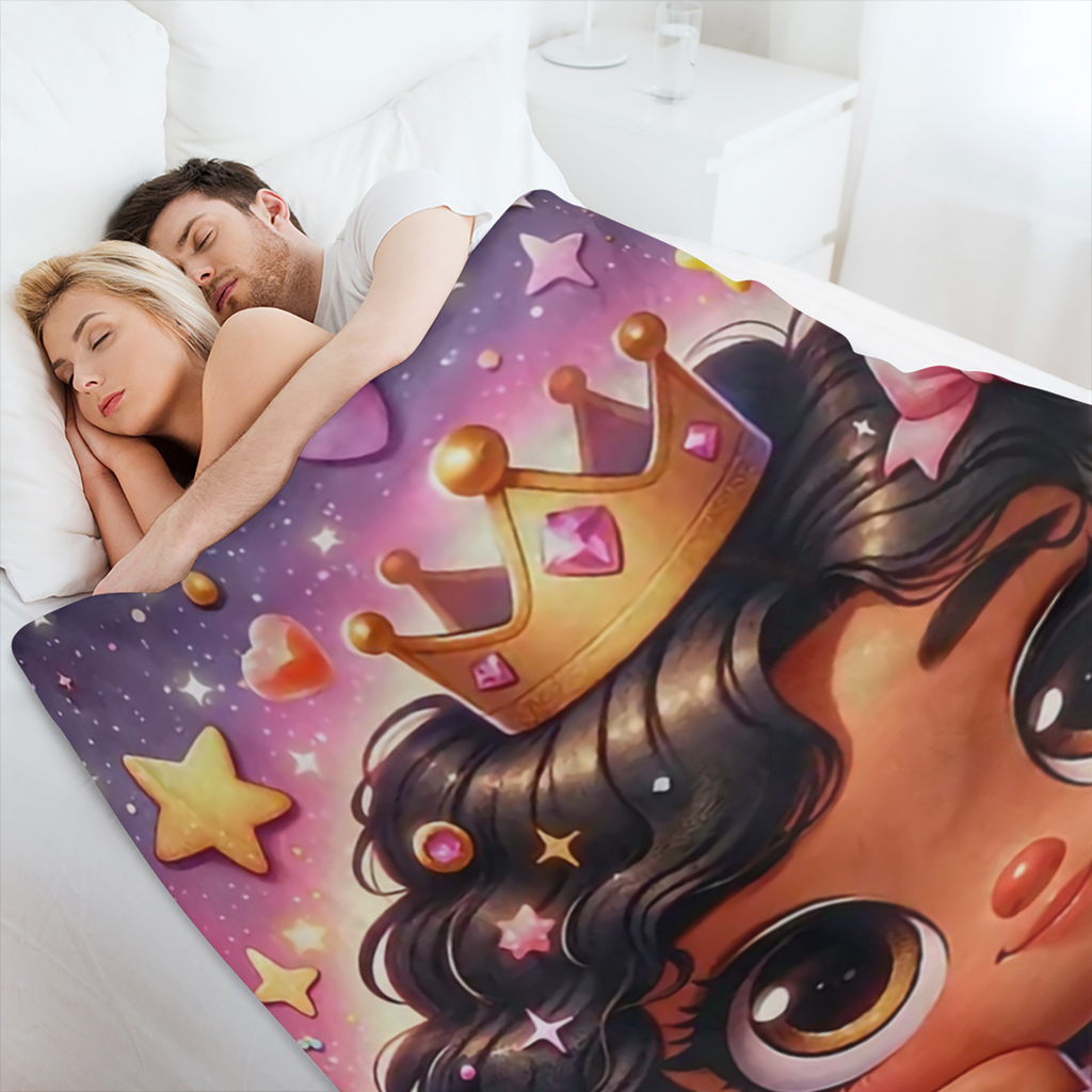 1pc Adorable Little Princess Fleece Blanket - Ultra- Soft, Lightweight, Warm, and Cozy Flannel Throw for Sofa, Bed, Travel, Camping, Living Room, Office, Couch, Chair, and Bed - Digital Printing, Vibr