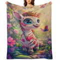 1pc Cute Zebra Flannel Fleece Blanket - 100 Polyester Vivid Animal Print with Flowers and Butterflies Lightweight and Comfortable for Sofa Travel and Home Decor All Season Use Four Season Blanket Vibr