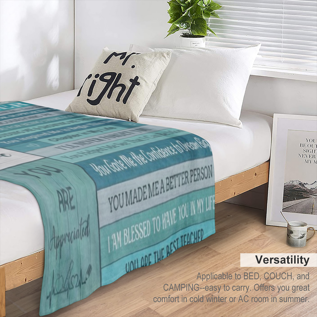 Cozy Flannel Teacher Appreciation Blanket - Perfect Gift for Women, Soft & Warm Throw for Couch, Bed, or Camping, Easy Care, High- Quality
