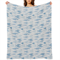 Ambesonne Fish Throw Blanket, Aquatic Fauna with Sharp Teeth Cartoon Nature Illustration Piranha Design, Flannel Fleece Accent Piece Soft Couch Cover for Adults, 50 x 60, Pale Blue Pale Blue, 280GSM C