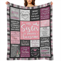 Sister Gifts, Sister Birthday Gifts From Sister, Best Friend Birthday Gift For Women, Bestie Gifts For Women, Big Sister Gift From Little Sister Blanket 60" X 50", Soul Sister Gifts For Girls