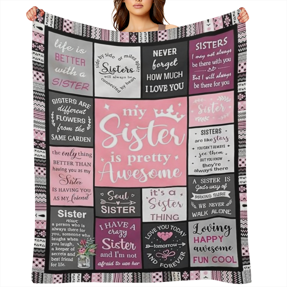 Sister Gifts, Sister Birthday Gifts From Sister, Best Friend Birthday Gift For Women, Bestie Gifts For Women, Big Sister Gift From Little Sister Blanket 60" X 50", Soul Sister Gifts For Girls