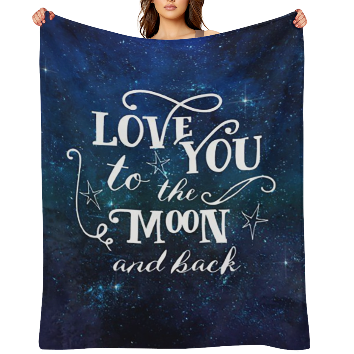 Lightweight Flannel Blanket for Camping Comfortable flannel shawl blanket with "I Love You Until the Moon and the Stars" motif - soft, warm, lightweight, perfect for sofas and beds, unique gift ideas