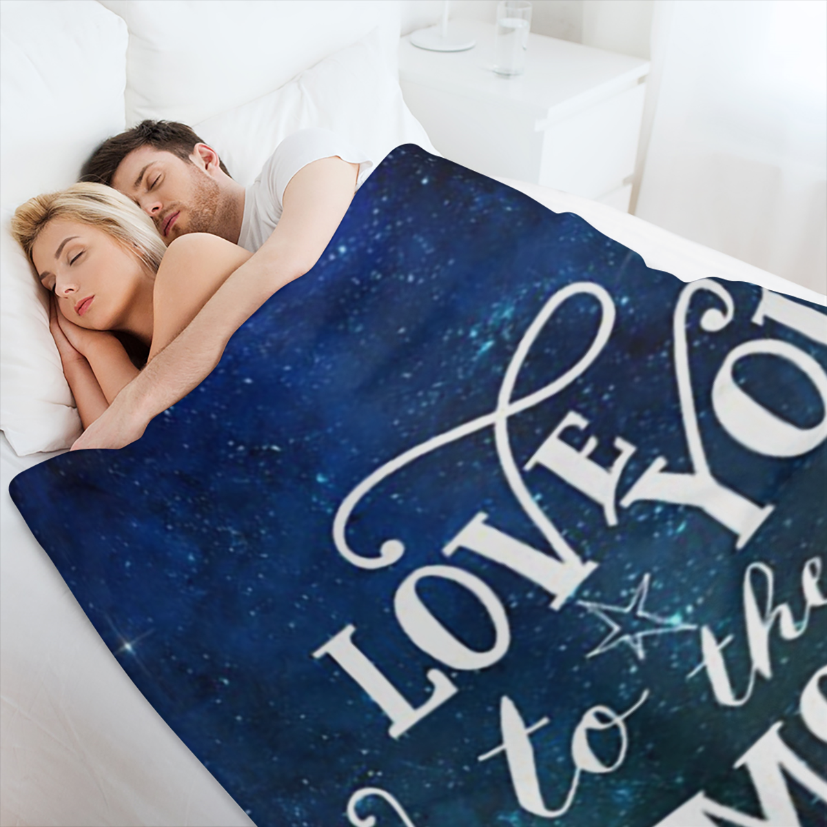 Lightweight Flannel Blanket for Camping Comfortable flannel shawl blanket with "I Love You Until the Moon and the Stars" motif - soft, warm, lightweight, perfect for sofas and beds, unique gift ideas