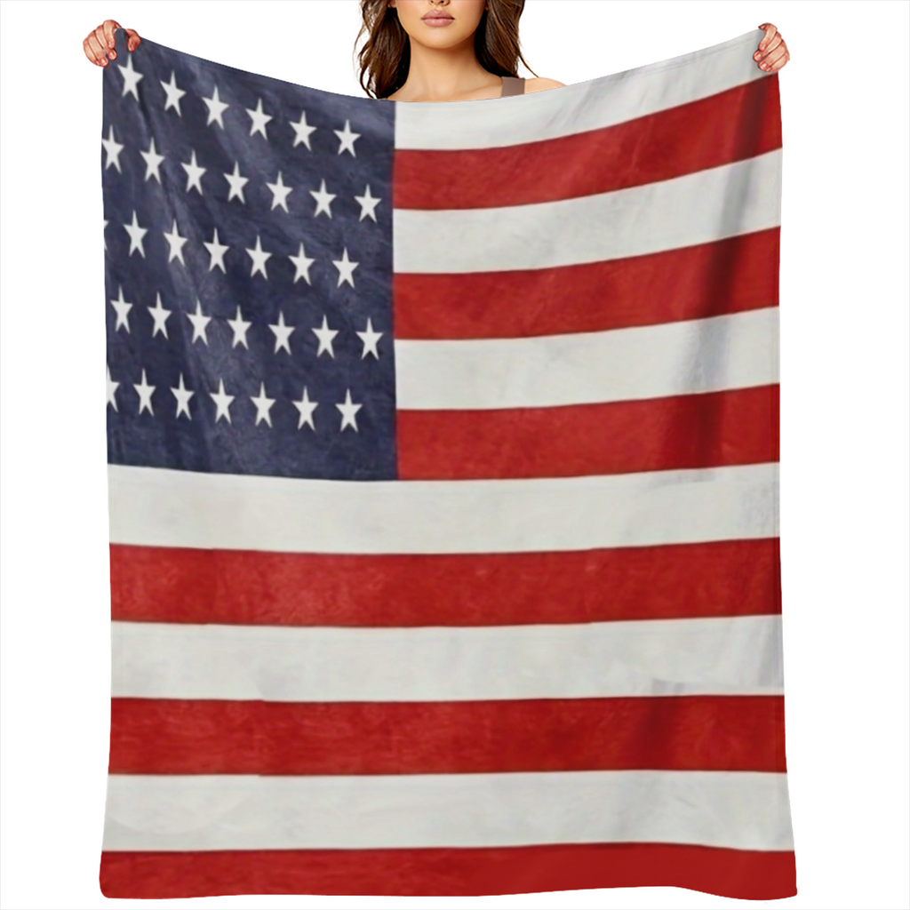1pc US Flag Print Blanket, Soft Warm Throw Blanket Multi- purpose Blanket For Couch Sofa Bed Office Camping Travelling