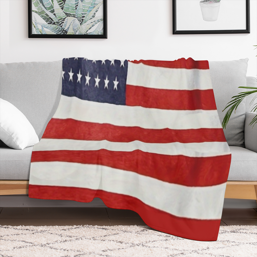 1pc US Flag Print Blanket, Soft Warm Throw Blanket Multi- purpose Blanket For Couch Sofa Bed Office Camping Travelling