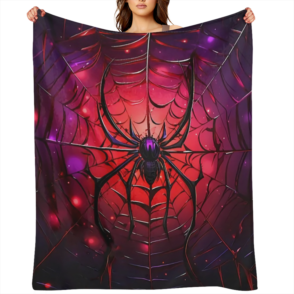 1pc Manta de Franela con Estampado de Telaraa Lujosa y Acogedora - Ultra Suave, Ligera, Clida y con Estampado Digital Vibrante para Sof, Cama, Sala de Estar, Oficina, Silln, Viajes, Camping, Silla y C