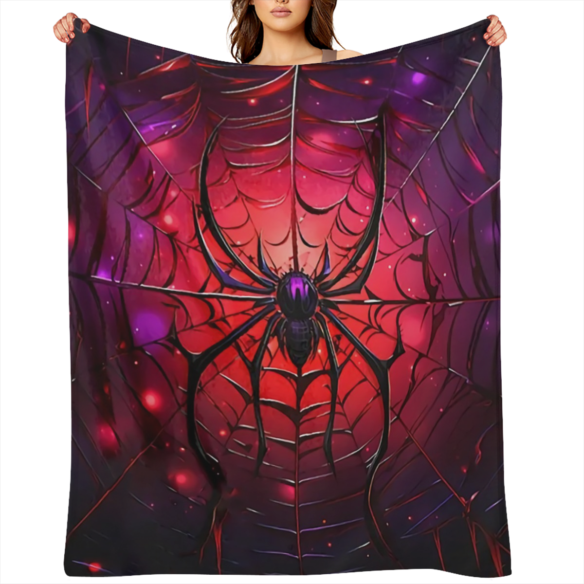 1pc Manta de Franela con Estampado de Telaraa Lujosa y Acogedora - Ultra Suave, Ligera, Clida y con Estampado Digital Vibrante para Sof, Cama, Sala de Estar, Oficina, Silln, Viajes, Camping, Silla y C