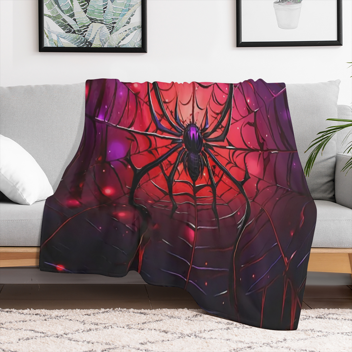 1pc Manta de Franela con Estampado de Telaraa Lujosa y Acogedora - Ultra Suave, Ligera, Clida y con Estampado Digital Vibrante para Sof, Cama, Sala de Estar, Oficina, Silln, Viajes, Camping, Silla y C
