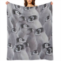 1pc Penguin Print Flannel Blanket - All- Season Chunky Knit Polyester, Hand Wash, Tear Resistant, Applique Embellished, Ideal for Camping & Home Decor