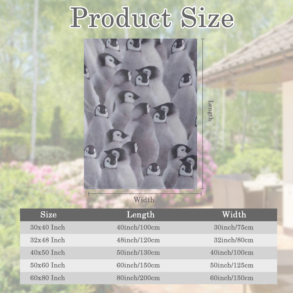 1pc Penguin Print Flannel Blanket - All- Season Chunky Knit Polyester, Hand Wash, Tear Resistant, Applique Embellished, Ideal for Camping & Home Decor