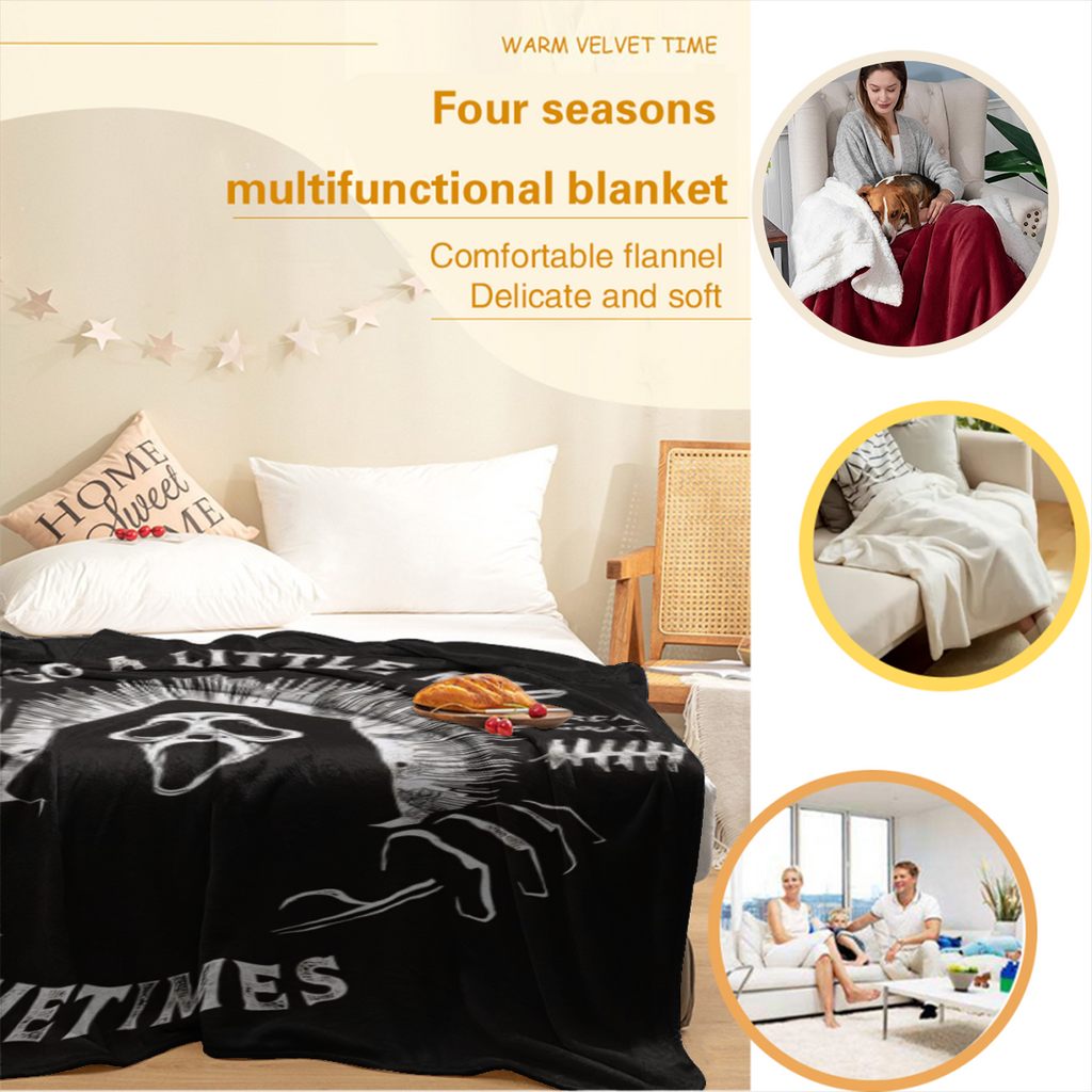 Halloween Scream Blanket Ghostface, Lightweight Thermal Flannel Cozy Throw Blankets (6 )